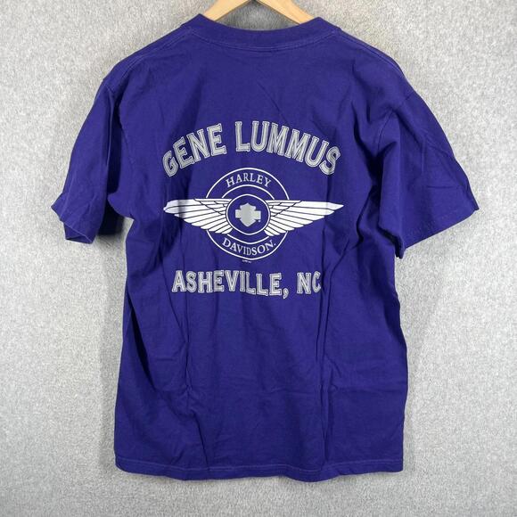 Vintage Harley Davidson Graphic T Shirt Greg Lummus Large Asheville NC Purple 97 - Picture 4 of 9
